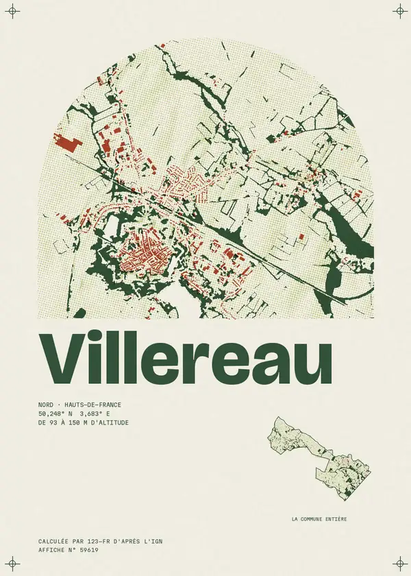 Affiche de Villereau, calculée par 123-fr d'après l'IGN