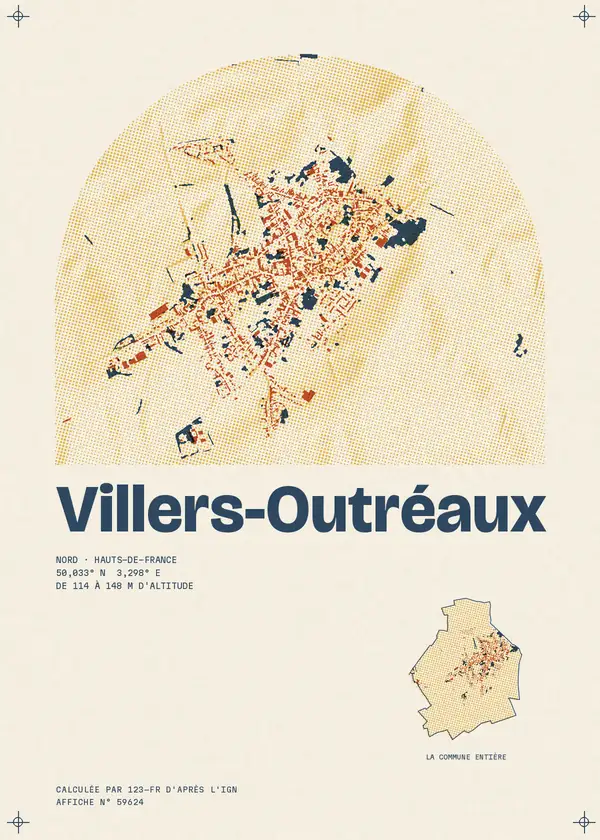 Affiche de Villers-Outréaux, calculée par 123-fr d'après l'IGN