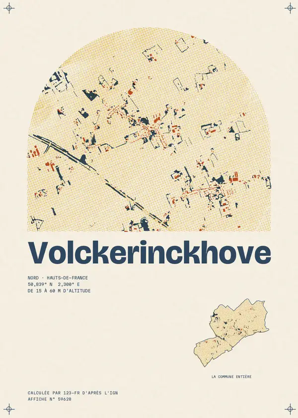 Affiche de Volckerinckhove, calculée par 123-fr d'après l'IGN