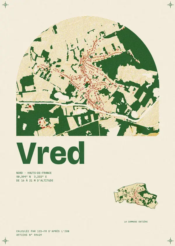 Affiche de Vred, calculée par 123-fr d'après l'IGN