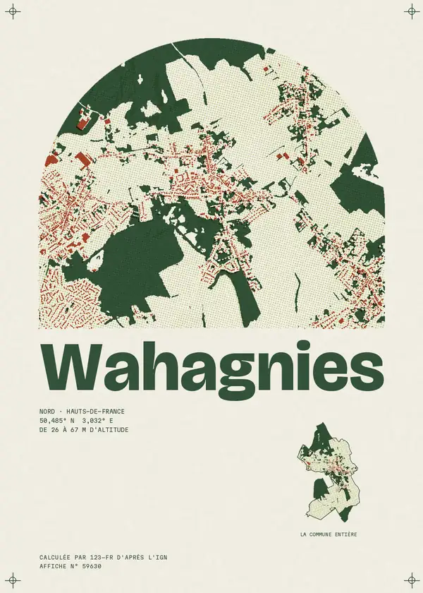 Affiche de Wahagnies, calculée par 123-fr d'après l'IGN