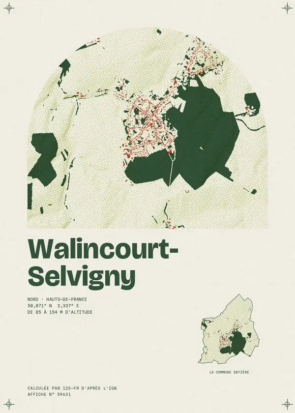 Affiche de Walincourt-Selvigny, calculée par 123-fr d'après l'IGN
