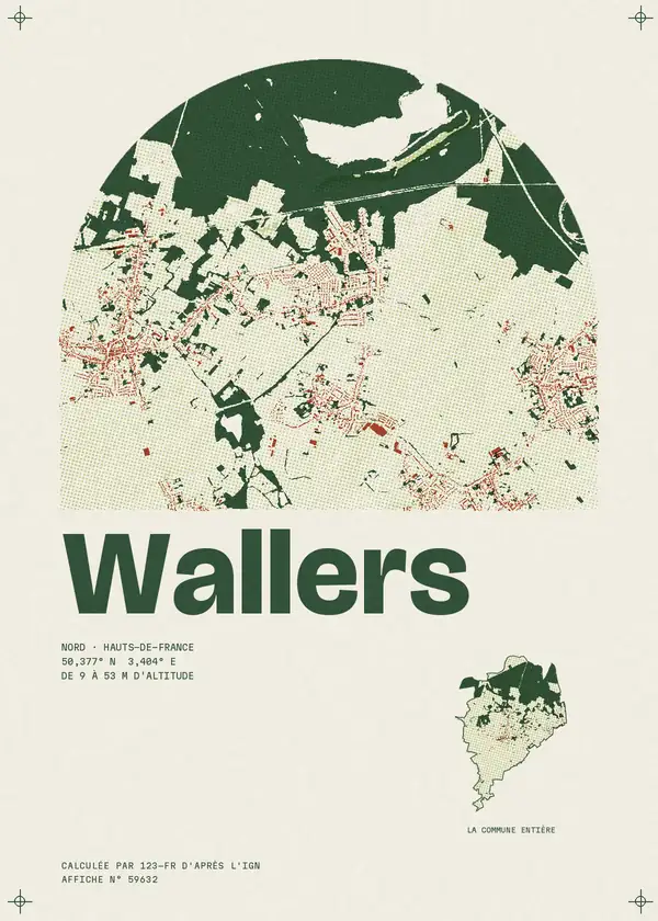 Affiche de Wallers, calculée par 123-fr d'après l'IGN