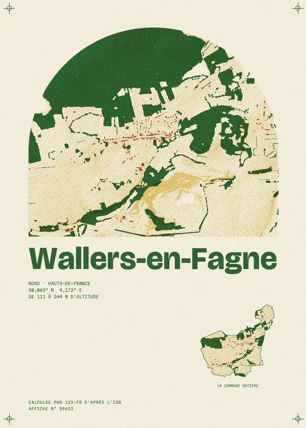 Affiche de Wallers-en-Fagne, calculée par 123-fr d'après l'IGN