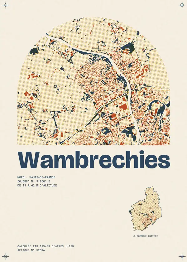 Affiche de Wambrechies, calculée par 123-fr d'après l'IGN