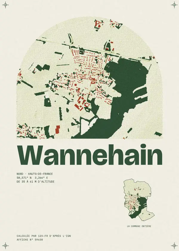 Affiche de Wannehain, calculée par 123-fr d'après l'IGN