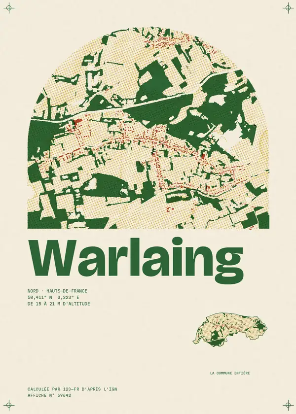 Affiche de Warlaing, calculée par 123-fr d'après l'IGN