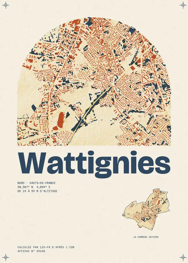 Affiche de Wattignies, calculée par 123-fr d'après l'IGN