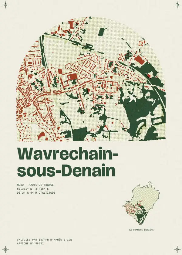 Affiche de Wavrechain-sous-Denain, calculée par 123-fr d'après l'IGN