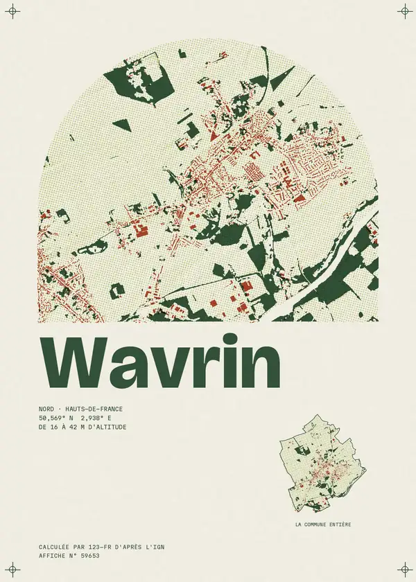 Affiche de Wavrin, calculée par 123-fr d'après l'IGN