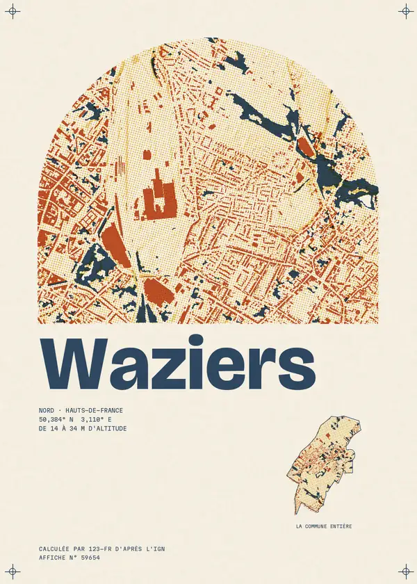 Affiche de Waziers, calculée par 123-fr d'après l'IGN