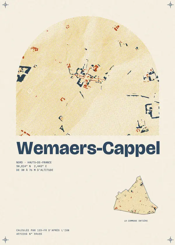 Affiche de Wemaers-Cappel, calculée par 123-fr d'après l'IGN