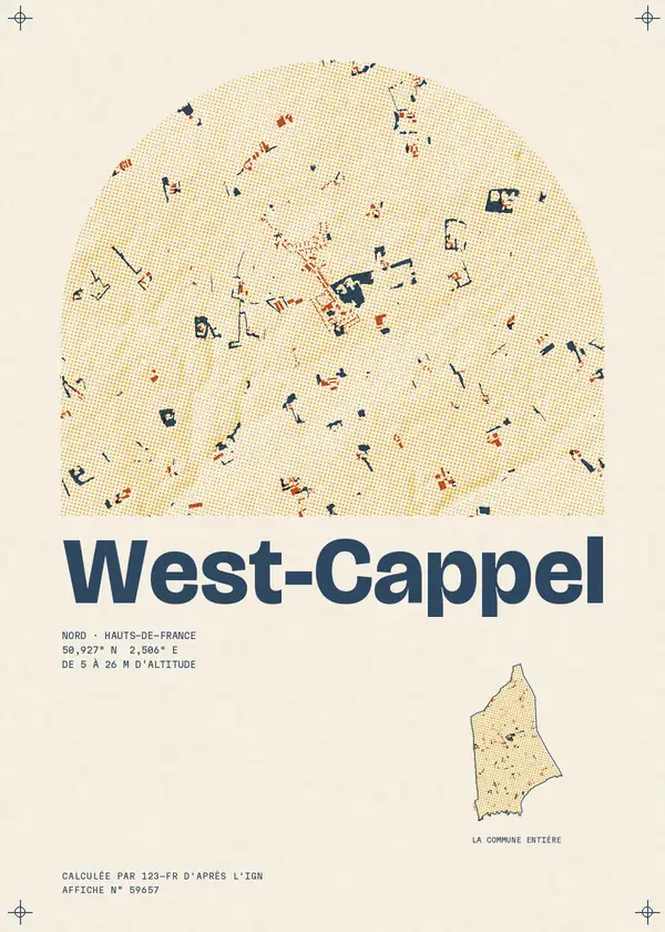 Affiche de West-Cappel, calculée par 123-fr d'après l'IGN