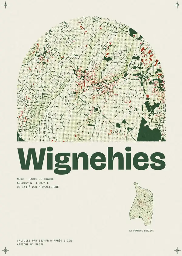 Affiche de Wignehies, calculée par 123-fr d'après l'IGN