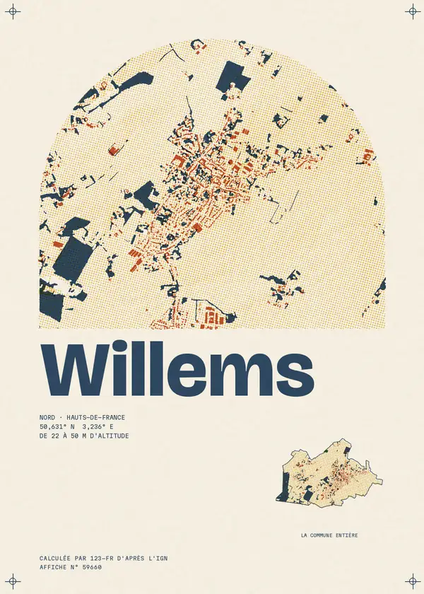 Affiche de Willems, calculée par 123-fr d'après l'IGN