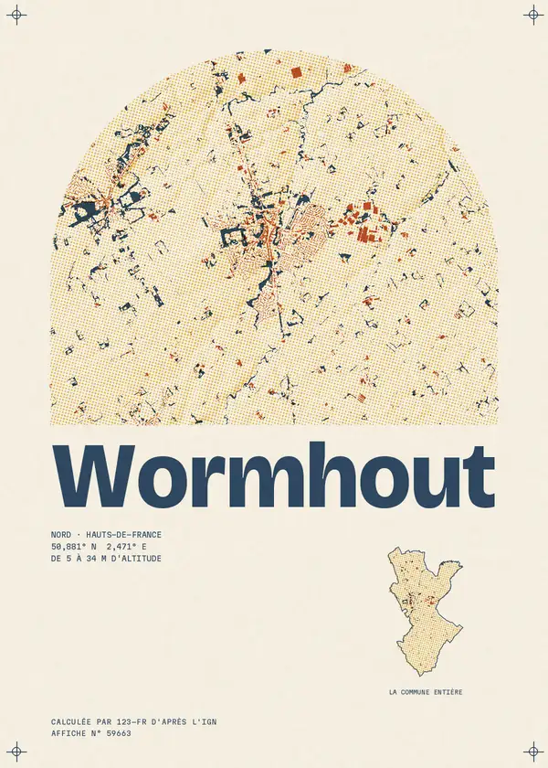 Affiche de Wormhout, calculée par 123-fr d'après l'IGN