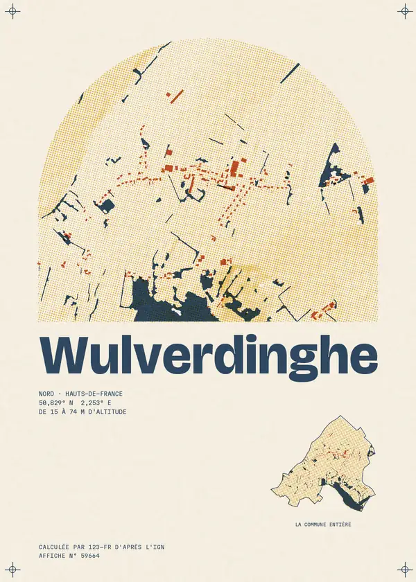 Affiche de Wulverdinghe, calculée par 123-fr d'après l'IGN