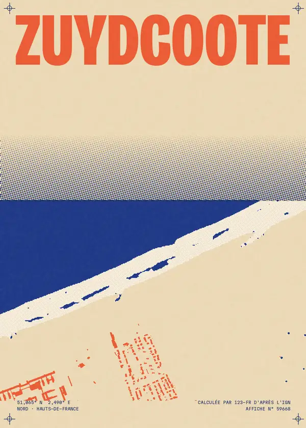 Affiche de Zuydcoote, calculée par 123-fr d'après l'IGN