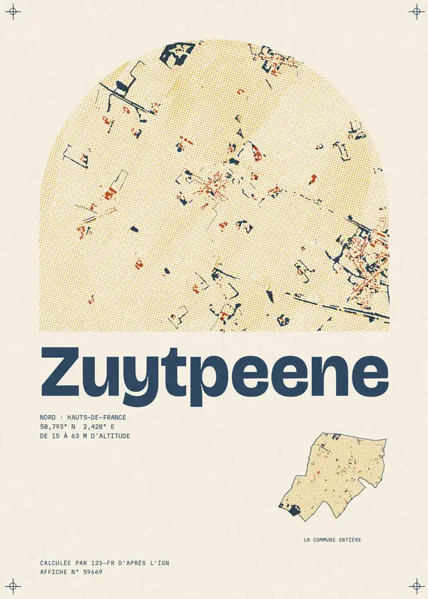 Affiche de Zuytpeene, calculée par 123-fr d'après l'IGN