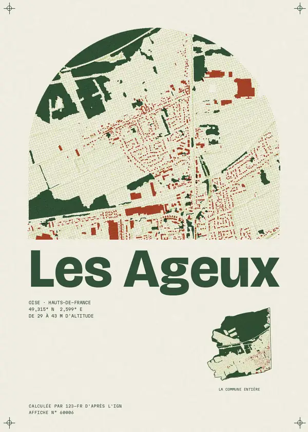 Affiche de Les Ageux, calculée par 123-fr d'après l'IGN