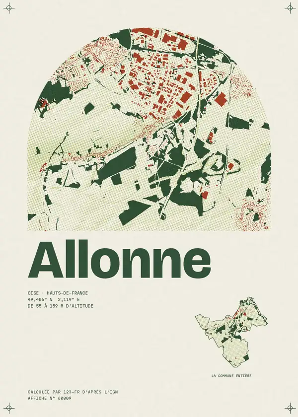 Affiche de Allonne, calculée par 123-fr d'après l'IGN