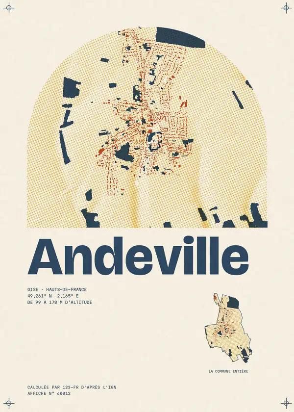 Affiche de Andeville, calculée par 123-fr d'après l'IGN