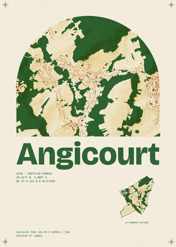 Affiche de Angicourt, calculée par 123-fr d'après l'IGN
