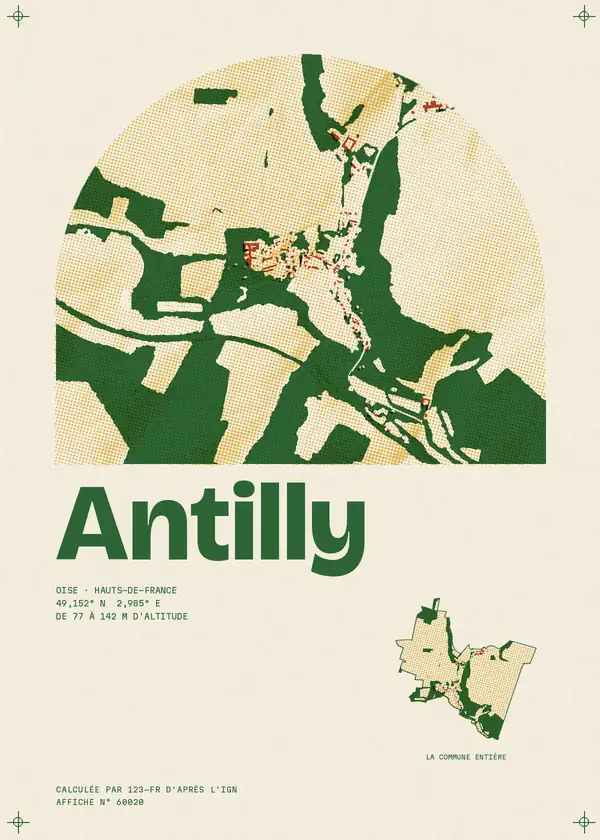 Affiche de Antilly, calculée par 123-fr d'après l'IGN
