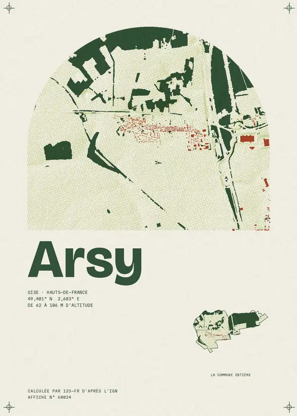 Affiche de Arsy, calculée par 123-fr d'après l'IGN