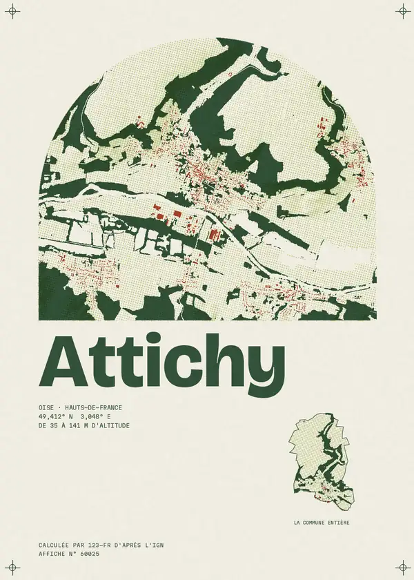 Affiche de Attichy, calculée par 123-fr d'après l'IGN