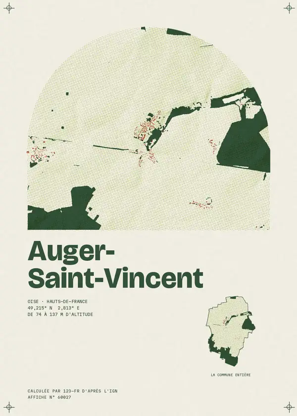 Affiche de Auger-Saint-Vincent, calculée par 123-fr d'après l'IGN