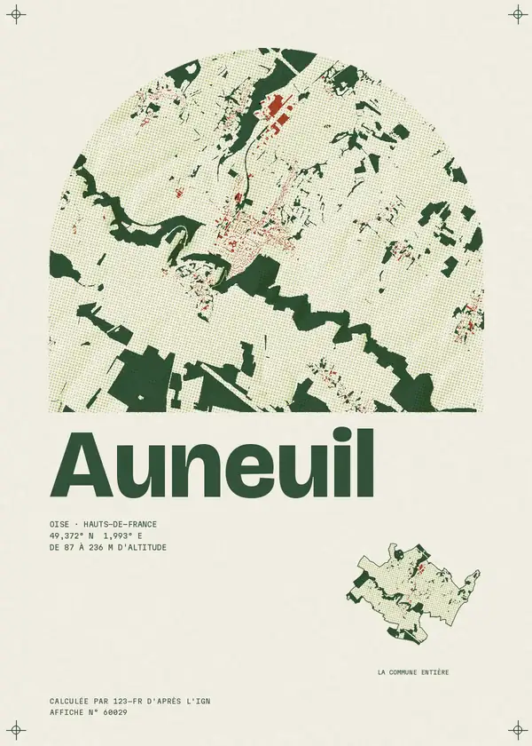 Affiche de Auneuil, calculée par 123-fr d'après l'IGN