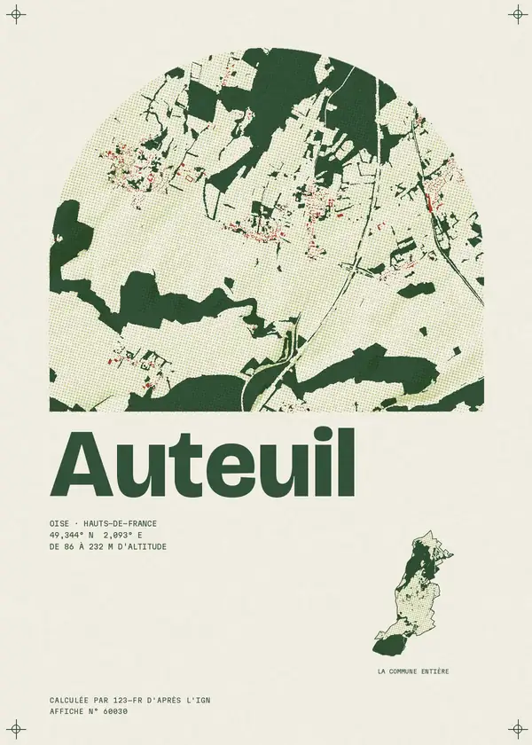 Affiche de Auteuil, calculée par 123-fr d'après l'IGN