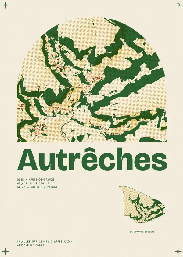 Affiche de Autrêches, calculée par 123-fr d'après l'IGN
