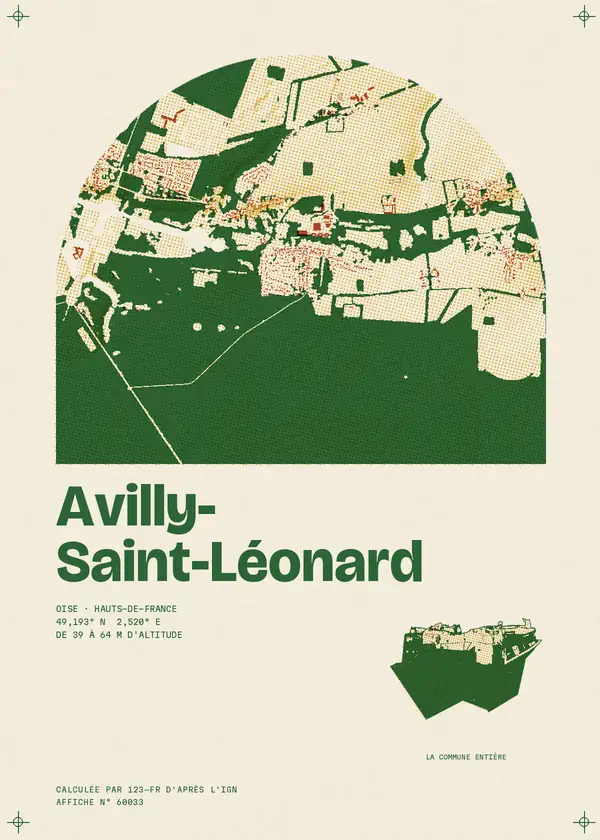 Affiche de Avilly-Saint-Léonard, calculée par 123-fr d'après l'IGN