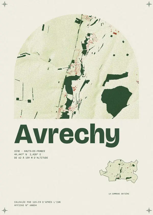 Affiche de Avrechy, calculée par 123-fr d'après l'IGN