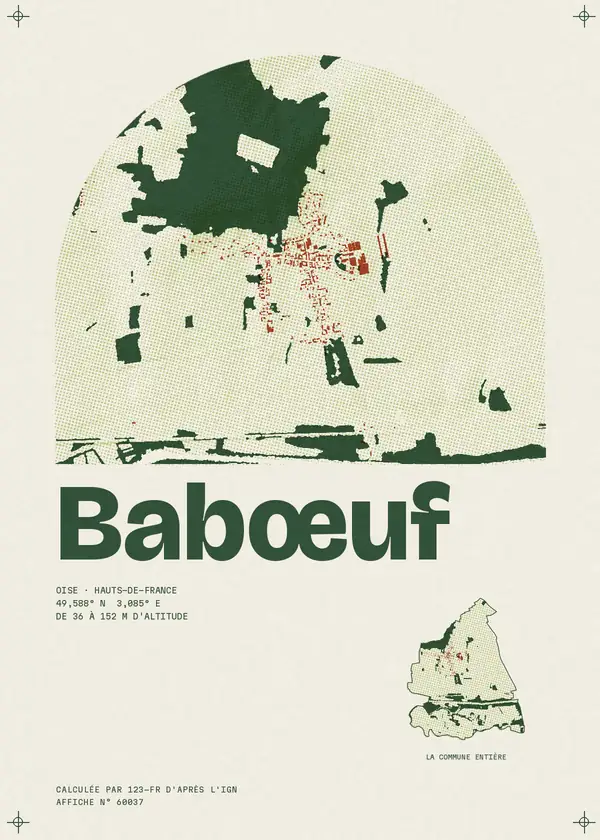 Affiche de Babœuf, calculée par 123-fr d'après l'IGN