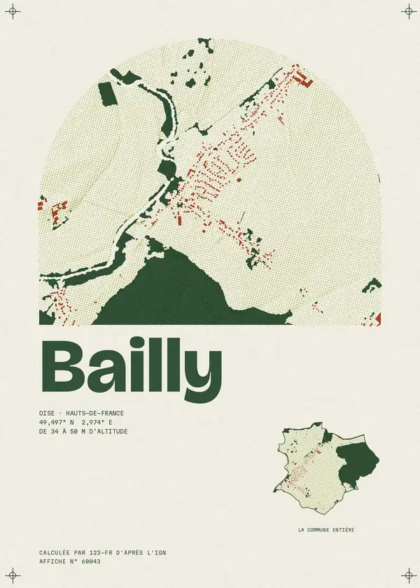 Affiche de Bailly, calculée par 123-fr d'après l'IGN