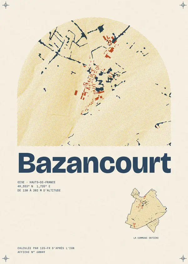 Affiche de Bazancourt, calculée par 123-fr d'après l'IGN