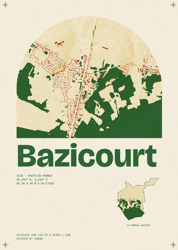 Affiche de Bazicourt, calculée par 123-fr d'après l'IGN