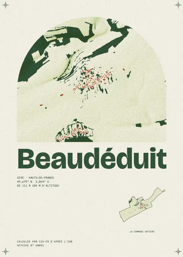 Affiche de Beaudéduit, calculée par 123-fr d'après l'IGN