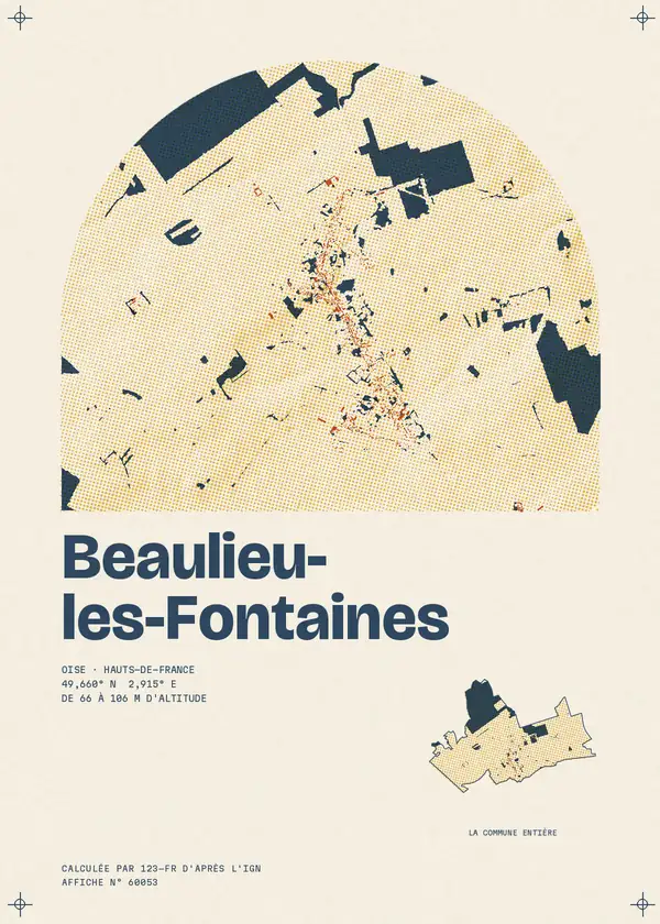 Affiche de Beaulieu-les-Fontaines, calculée par 123-fr d'après l'IGN