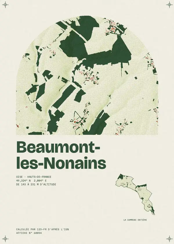 Affiche de Beaumont-les-Nonains, calculée par 123-fr d'après l'IGN