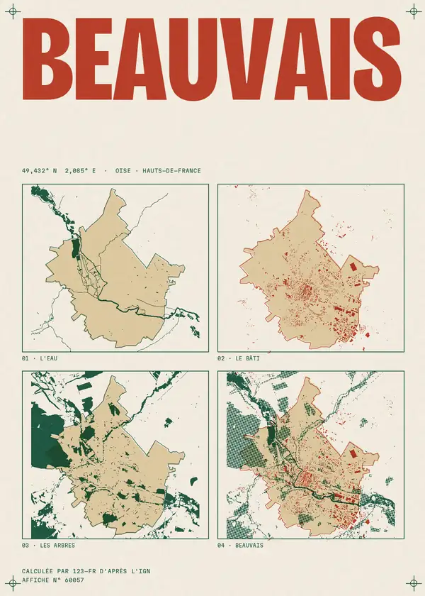 Affiche de Beauvais, calculée par 123-fr d'après l'IGN