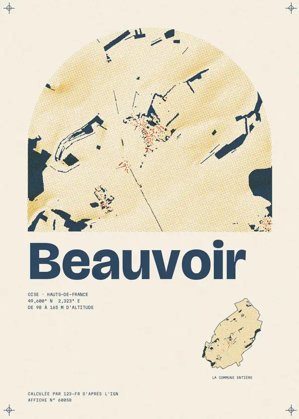 Affiche de Beauvoir, calculée par 123-fr d'après l'IGN