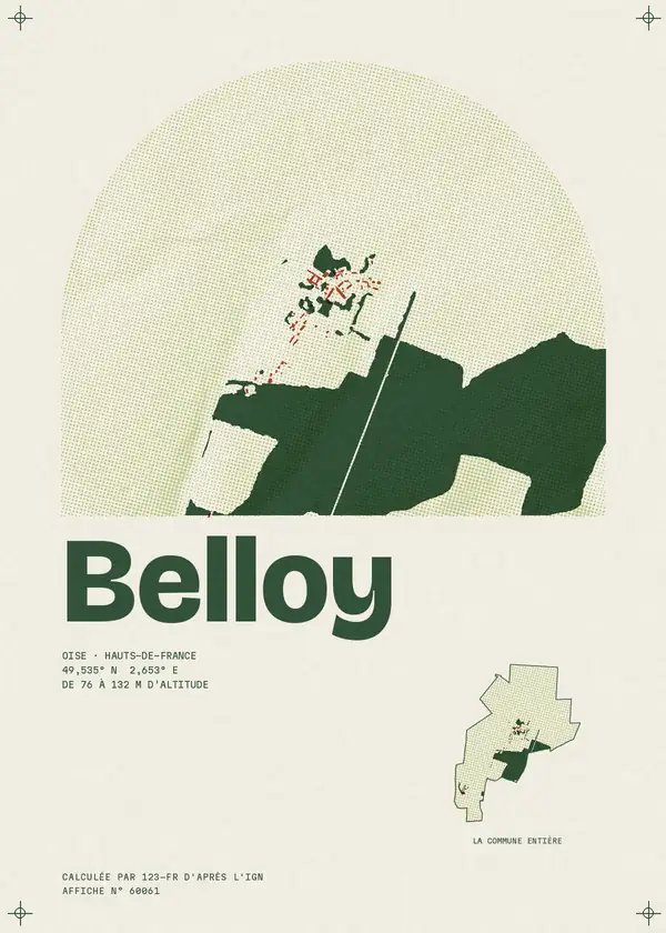 Affiche de Belloy, calculée par 123-fr d'après l'IGN