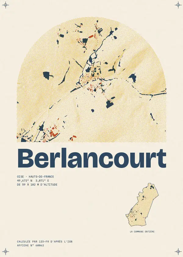Affiche de Berlancourt, calculée par 123-fr d'après l'IGN