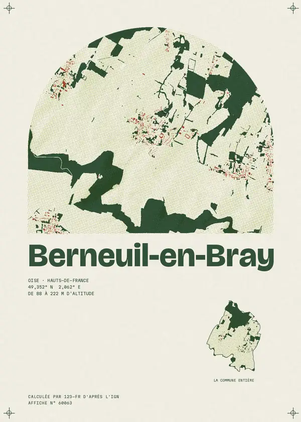Affiche de Berneuil-en-Bray, calculée par 123-fr d'après l'IGN