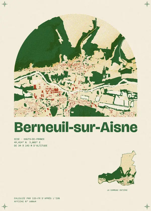 Affiche de Berneuil-sur-Aisne, calculée par 123-fr d'après l'IGN