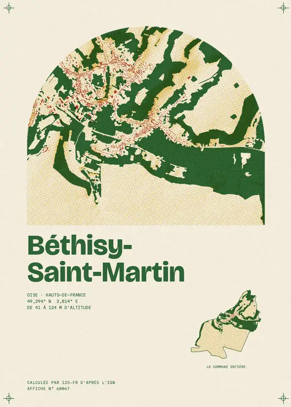 Affiche de Béthisy-Saint-Martin, calculée par 123-fr d'après l'IGN